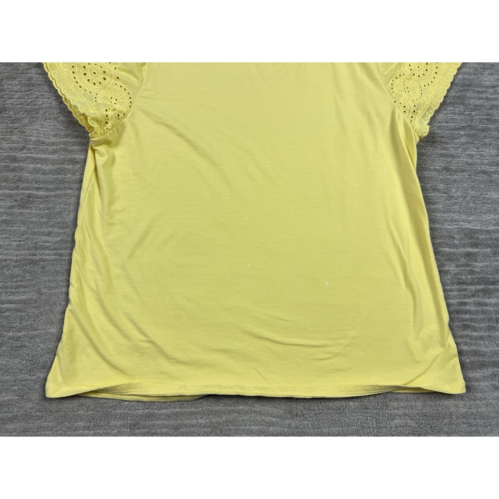 Express Top Womens Large Yellow Short Sleeve Cotton Blend Casual - Picture 3 of 13